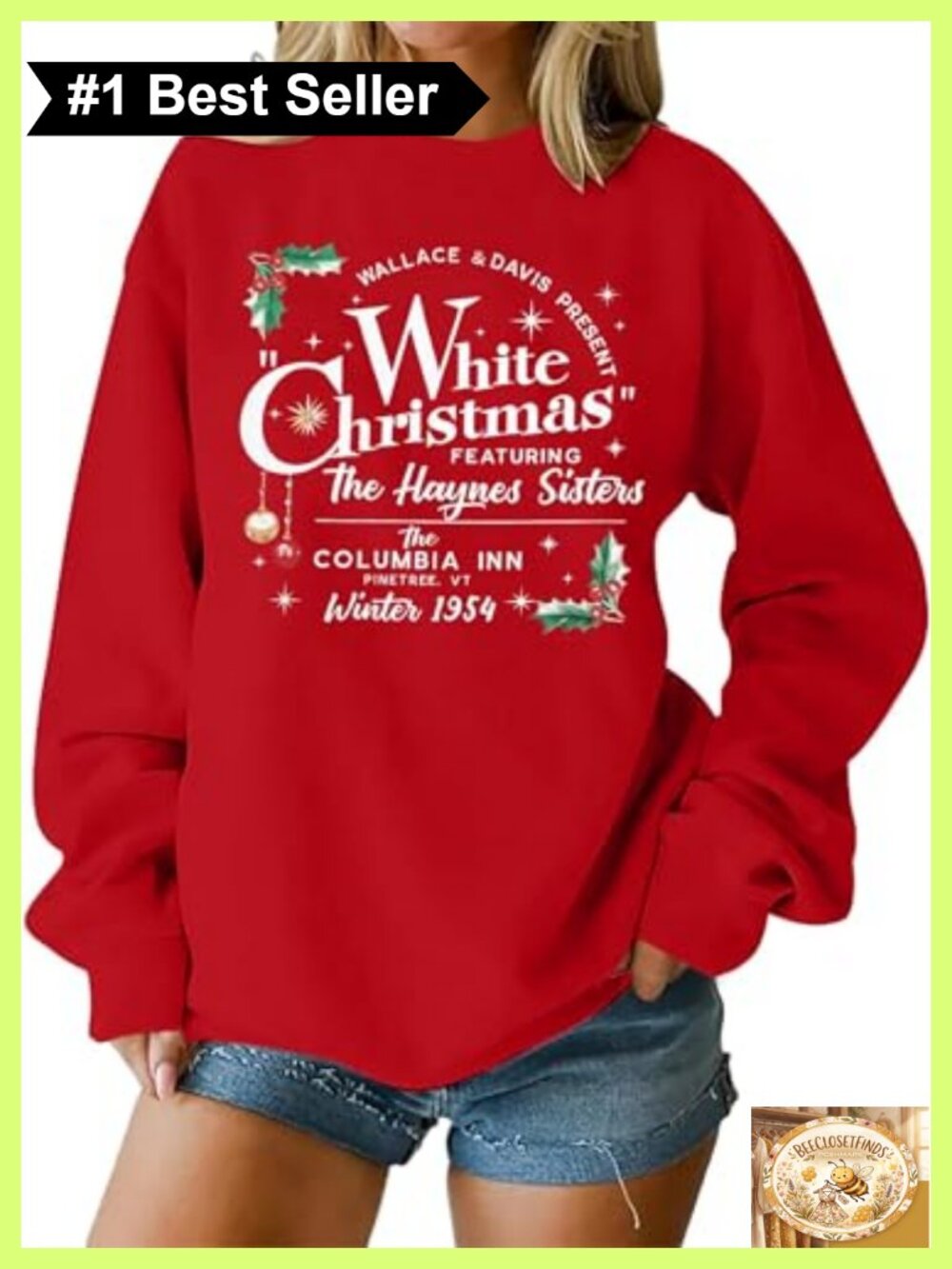 MAXIMGR Women's Christmas Sweatshirt Cotton Blend Crewneck Pullover